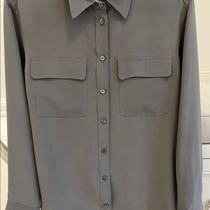 Equipment Grey Silk long Sleeved Blouse - Size XS